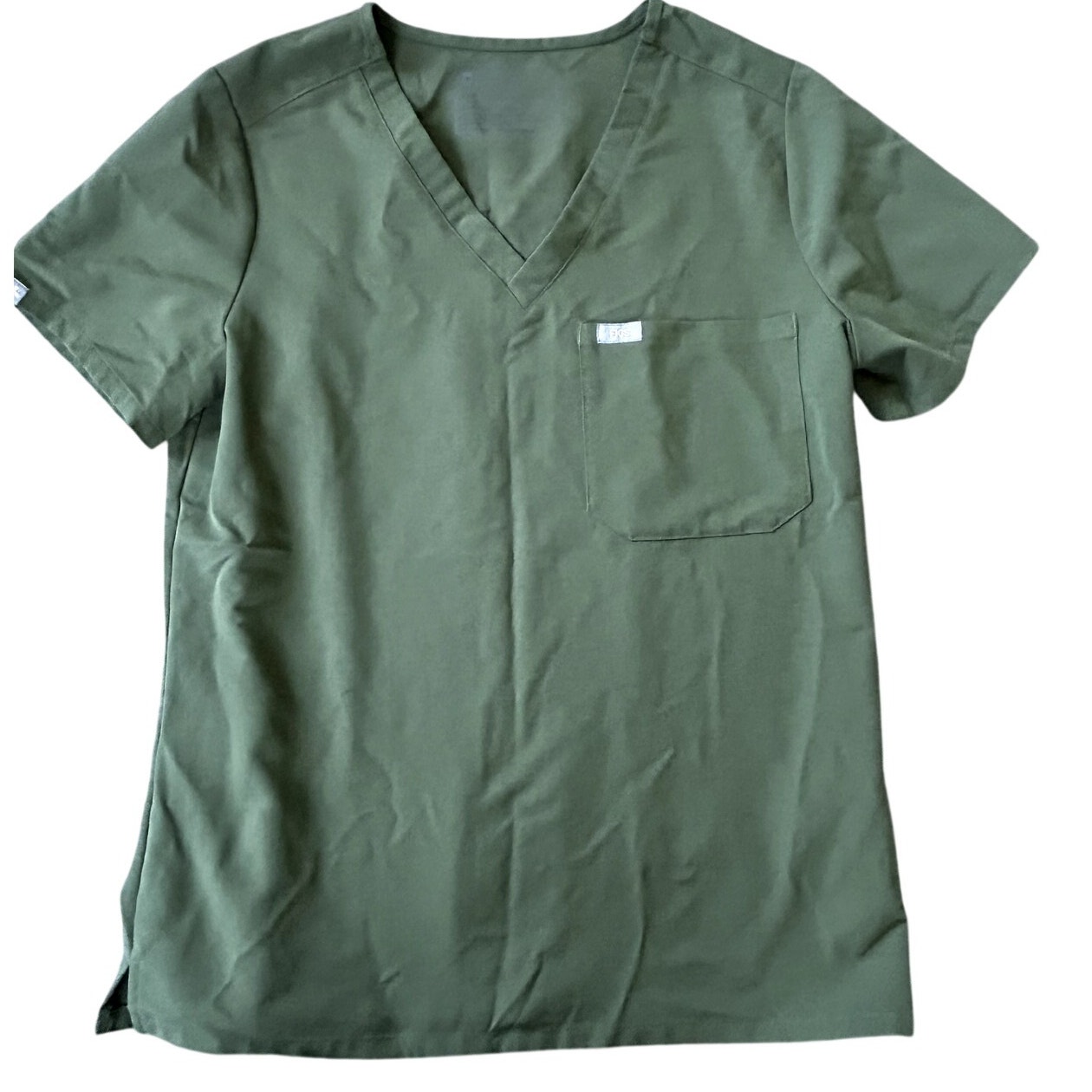 New Figs Catarina Dark Olive 1 Pocket Scrub Top Po# 2043 Size Small